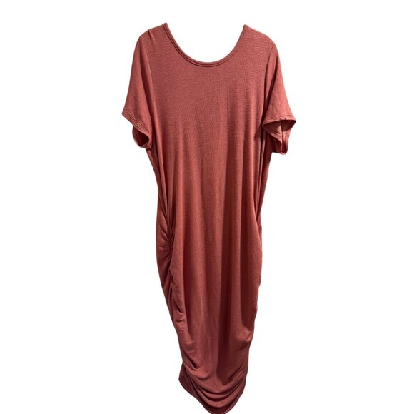 Express Womens XL Ruched Knit Midi Long Dress In Dusty Rose - Picture 1 of 6